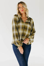 The Lettie Plaid Peasant Top