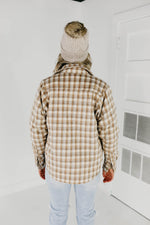 The Selena Plaid Faux Fur Shacket - Light Taupe