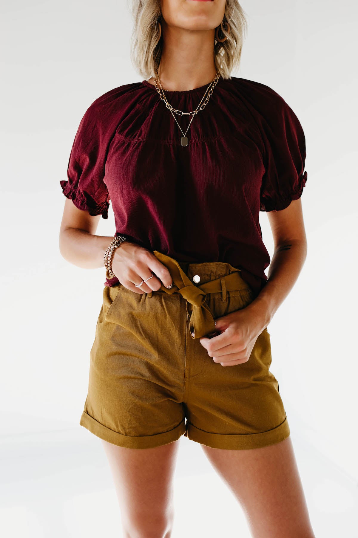 The Clare Paperbag Shorts - Camel