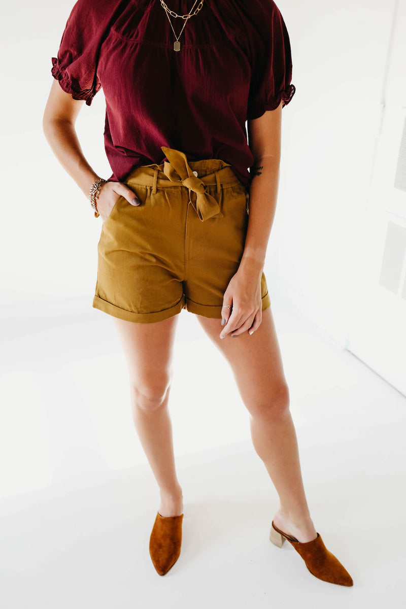 The Clare Paperbag Shorts - Camel