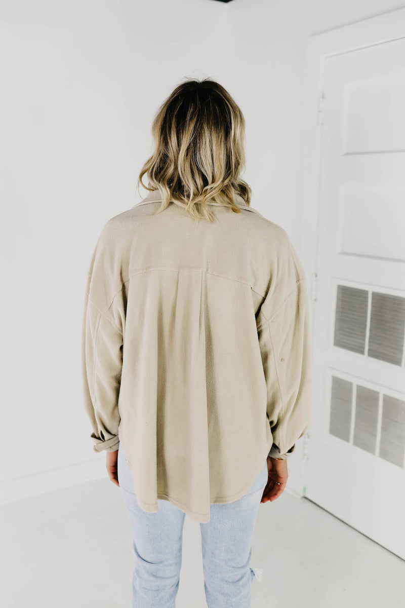 The Makayla Fleece Shacket - Mist
