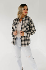 The Seth Plaid Button Down Shacket - Taupe Multi