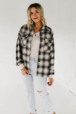 The Seth Plaid Button Down Shacket - Taupe Multi