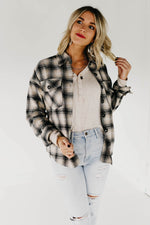 The Seth Plaid Button Down Shacket - Taupe Multi