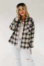 The Seth Plaid Button Down Shacket - Taupe Multi