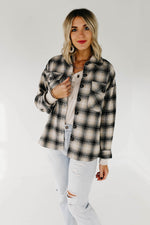 The Seth Plaid Button Down Shacket - Taupe Multi