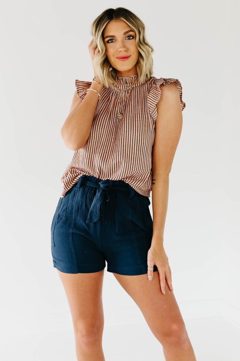 The Chad Striped Flutter Sleeve Top