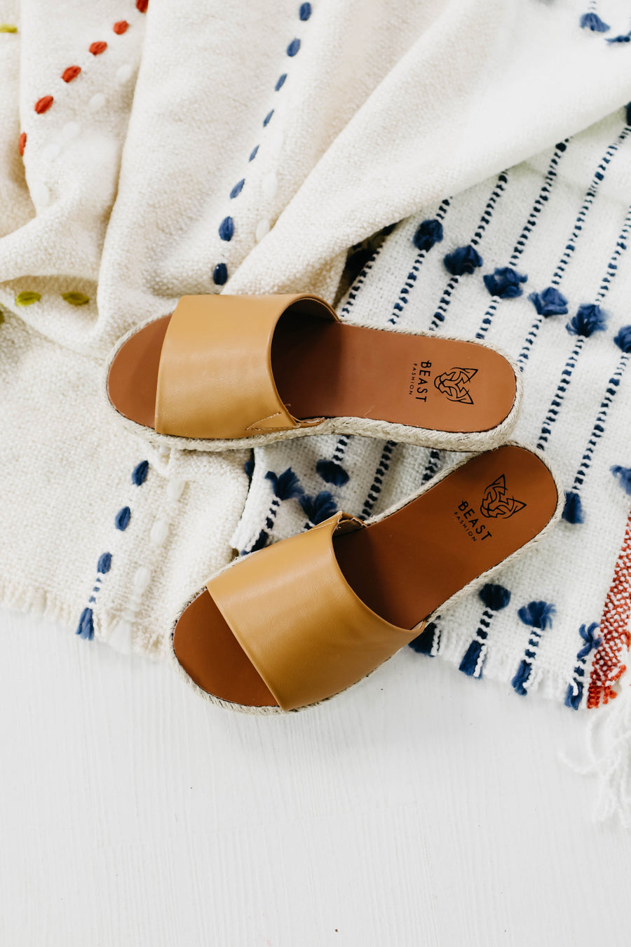 The Melanie Espadrille Slide Sandal - Camel