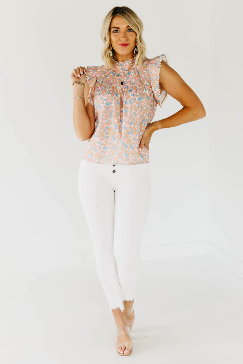 The Mindy Smocked Print Top