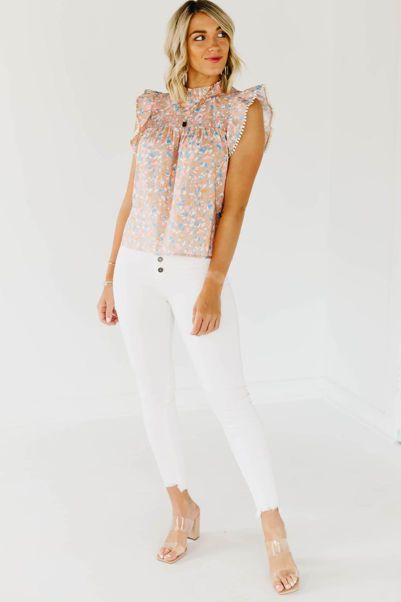 The Mindy Smocked Print Top