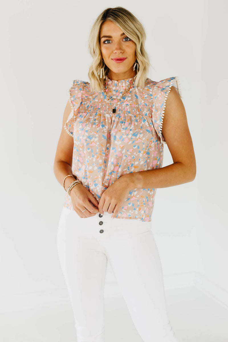 The Mindy Smocked Print Top