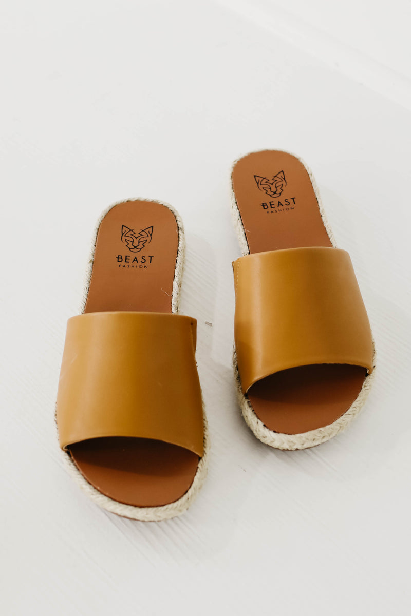 The Melanie Espadrille Slide Sandal - Camel
