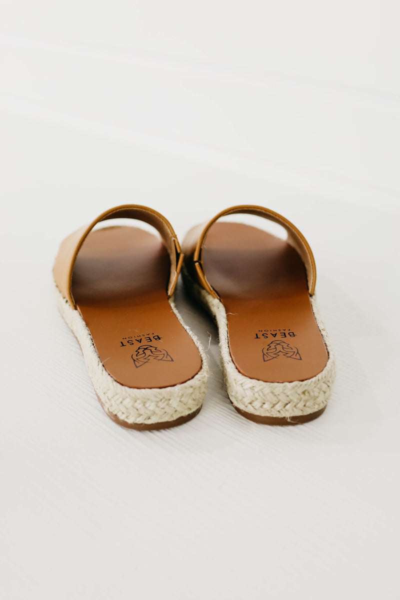 The Melanie Espadrille Slide Sandal - Camel