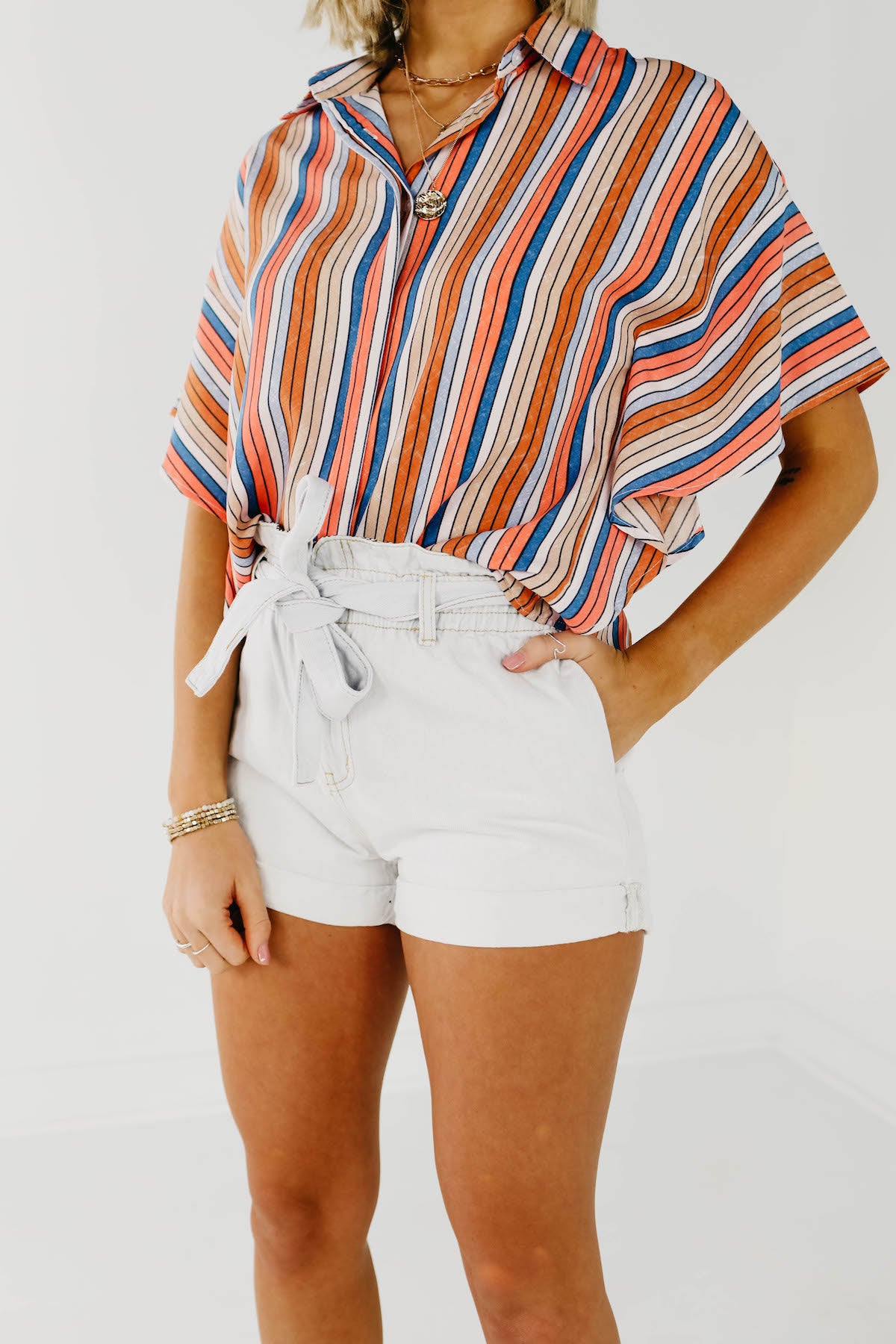 The Lucida Paperbag Shorts - Light Denim