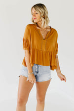 The Octavia Trim Detail Top - Camel