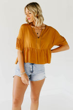 The Octavia Trim Detail Top - Camel