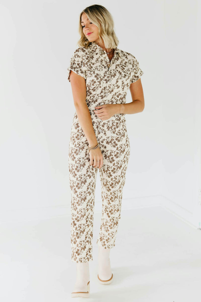 The Kori Floral Corduroy Button Up Jumpsuit