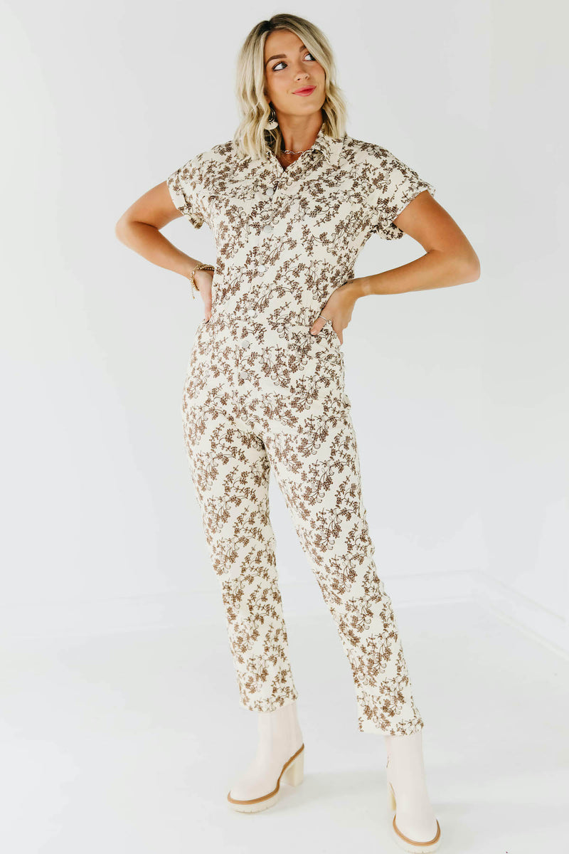 The Kori Floral Corduroy Button Up Jumpsuit