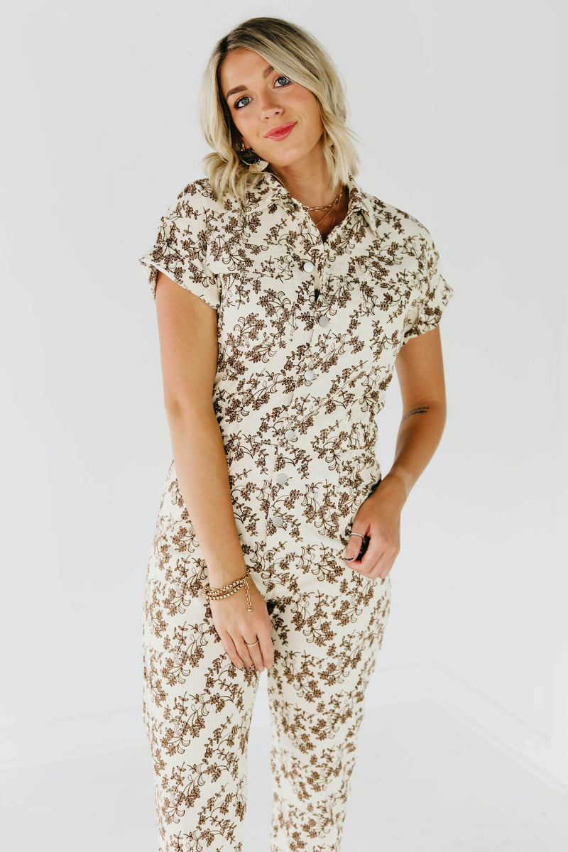 The Kori Floral Corduroy Button Up Jumpsuit