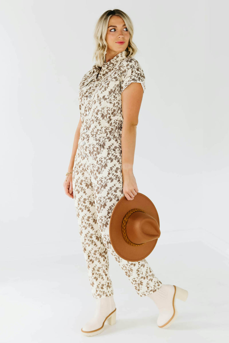 The Kori Floral Corduroy Button Up Jumpsuit