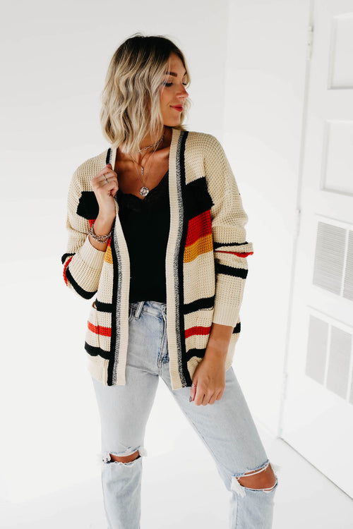 The Lakota Varsity Cardigan - Natural Multi