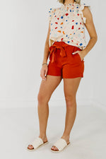The Priscilla Paperbag Waist Shorts - Rust