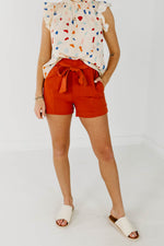 The Priscilla Paperbag Waist Shorts - Rust
