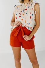 The Priscilla Paperbag Waist Shorts - Rust