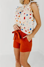 The Priscilla Paperbag Waist Shorts - Rust
