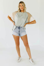 The Aubree Colorblock Reverse Seam Raglan Tee