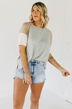 The Aubree Colorblock Reverse Seam Raglan Tee