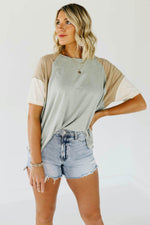 The Aubree Colorblock Reverse Seam Raglan Tee