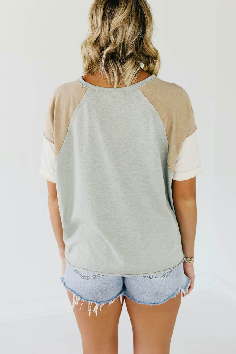 The Aubree Colorblock Reverse Seam Raglan Tee