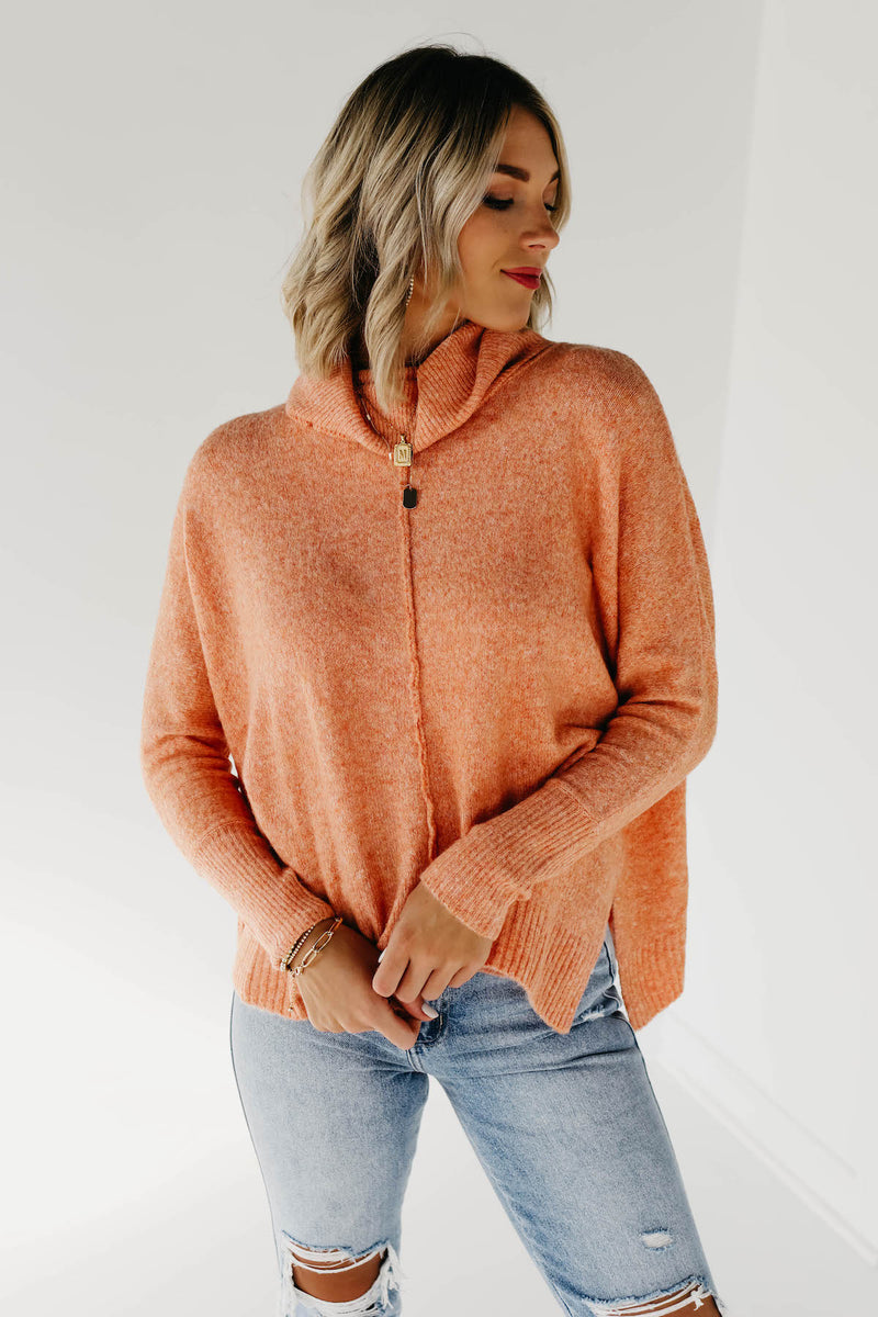 The Jack Cowl Neck Seam Dolman Sweater - Orange
