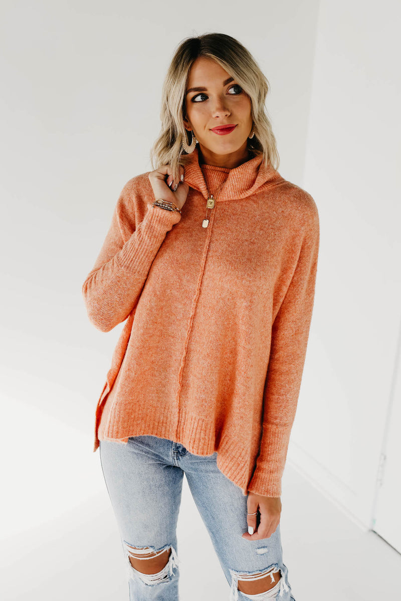 The Jack Cowl Neck Seam Dolman Sweater - Orange