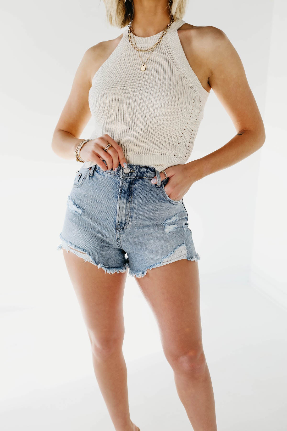 The Natalie Distressed Denim Shorts