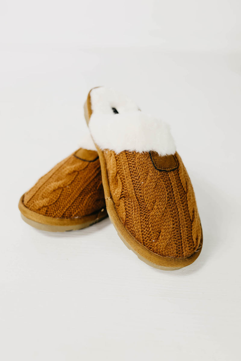 The Aspen Cable Knit Slipper - Tan