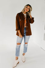 The Margaret Collared Shacket - Brown