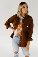 The Margaret Collared Shacket - Brown