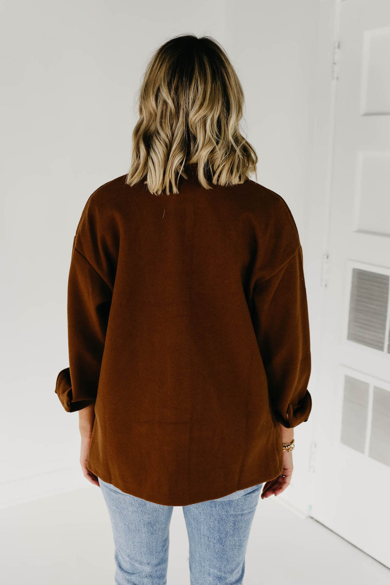 The Margaret Collared Shacket - Brown