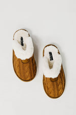 The Aspen Cable Knit Slipper - Tan