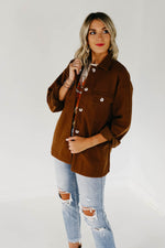 The Margaret Collared Shacket - Brown