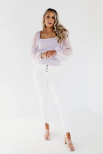 The Cole Chiffon Sleeve Ribbed Top - FINAL SALE