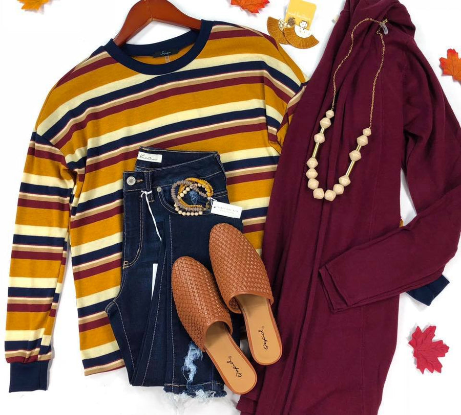 Burgundy Lapel Cardigan -(Final Sale)