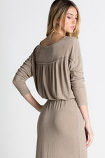 Tied/cinch waist long sleeve knit dress - MOD Boutique