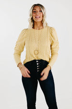The Tyrell Puff Sleeve Cable Knit Sweater