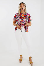 Kan Can 11 inch Button Front High Rise Skinny - KC7273WT