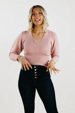 The Lush Lindsey Ribbed V Neck Sweater - FINAL SALE