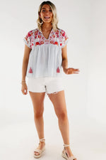 The Trisha Embroidered Babydoll Top - FINAL SALE