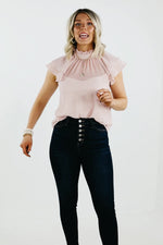 The Jazlyn Ruffle Sleeve Sweetheart Blouse - FINAL SALE